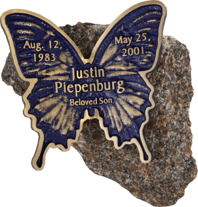 Piepenburg butterfly granite memorial